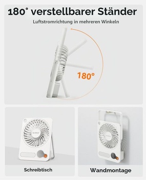Stolní ventilátor ORICO DoFan USB s 3200 ot./min, baterií 3600 mAh a LED nočním světlem, flexibilní