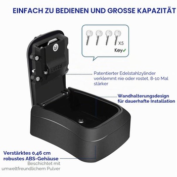 Schránka na klíče se zámkem, vodotěsné pouzdro zámku se 4místným kódem pro montáž na zeď,