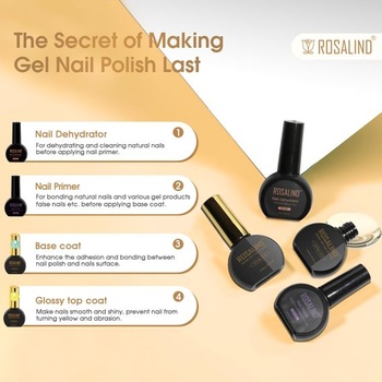 ROSALIND Podkladový lak Vrchný lak Primer na nechty Sada 4 kusov 10ml Podkladový lak + Vrchný lak +