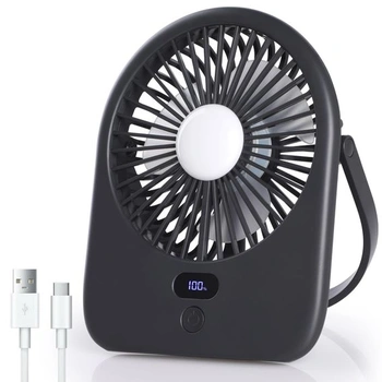 USB ventilátor, 1200 mAh mini USB stolní ventilátor s LED…