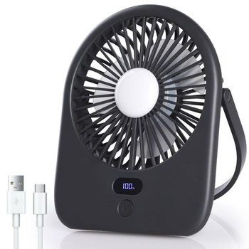 USB ventilátor, 1200 mAh mini USB stolný ventilátor s LED svetlom