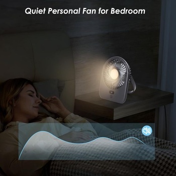 USB ventilátor, 1200 mAh mini USB stolní ventilátor s LED světlem