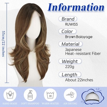 Dlhá hnedá parochňa Balayage RUWISS 55 cm