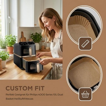 100 kusů příslušenství k pečicímu papíru do fritézy Airfryer pro horkovzdušnou fritézu Philips