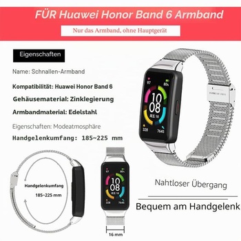 Náramok SenMore kompatibilný s Honor Band 6/Band 5 z nerezovej ocele, vodotesný, módny náhradný