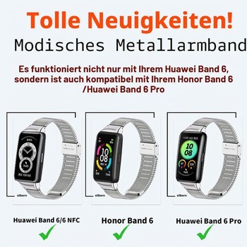 Náramok SenMore kompatibilný s Honor Band 6/Band 5 z nerezovej ocele, vodotesný, módny náhradný