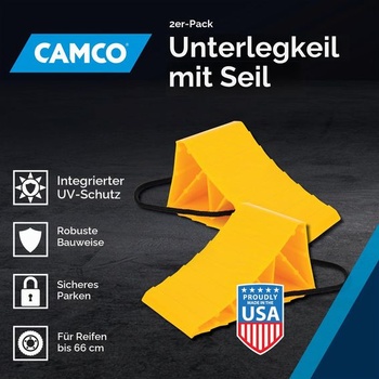 Camco 44471 Klin pod kolesá s lanom, 2 kusy, 2 kusy, 2 kusy, 2 kusy s lanovým dizajnom