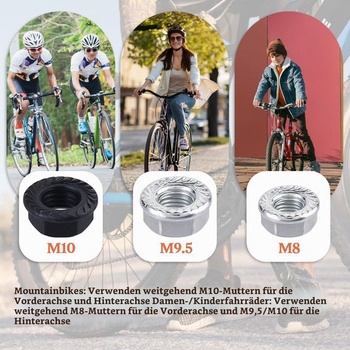 12 matíc a poistných krúžkov na nápravy bicyklov, matice na kolesá z uhlíkovej ocele