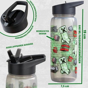 Trend Minecraft obedový box a sada fliaš na vodu 640 ml, 1,75 l desiatový box s priehradkami, vhodný