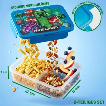 Trend Minecraft obedový box a sada fliaš na vodu 640 ml, 1,75 l desiatový box s priehradkami, vhodný