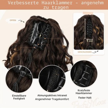 Flufymooz Predlžovanie copu, 46 cm Predlžovanie vlasov do copu, 100% čistý proteínový hodváb,