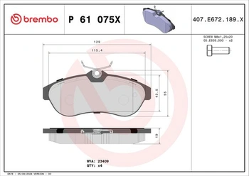 Brzdové doštičky BREMBO P 61 075X