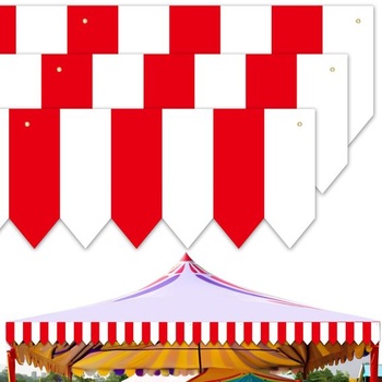 3dielne párty dekorácie s cirkusovou tematikou, bielo-červeno pruhovaná cirkusová markíza, karnevalové