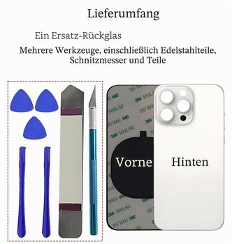 Výmena zadného skla LiXiongBao pre iPhone 15 Pro s nástrojmi na opravu, biela