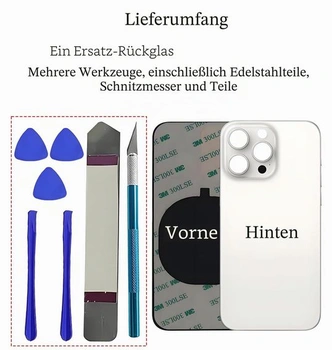 Výměna zadního skla LiXiongBao pro iPhone 15 Pro s nástroji pro opravu, bílá