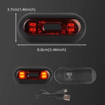 Zadné svetlo na helmu Riloer červené, USB