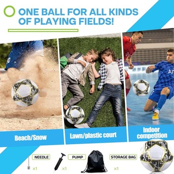 Detská futbalová lopta, veľkosť 4/5, s pumpičkou na loptu a taškou na loptu, prémiová PVC kožená lopta,