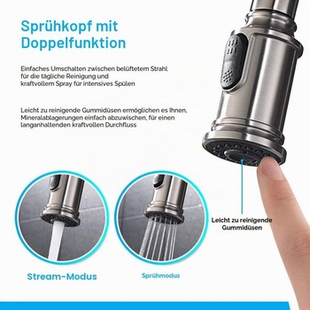 Výsuvná kuchynská batéria Ibergrif 40 cm, otočná o 360 °, 2 režimy prúdu, kuchynská batéria s