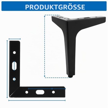 8 ks. Nábytkové nohy, čierne, 17 cm, kovové, nohy k pohovke pre nosnosť nábytku do 800 kg, nohy k