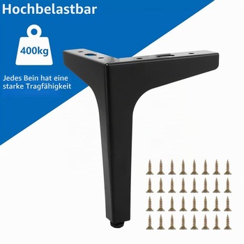 8 ks. Nábytkové nohy, čierne, 17 cm, kovové, nohy k pohovke pre nosnosť nábytku do 800 kg, nohy k