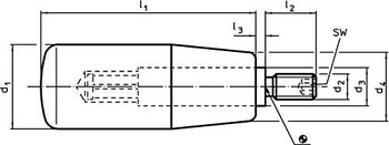 HALDER 24530.0071 Valcové rukoväte, d1=31 mm / d2=M12 / oceľ, čierne