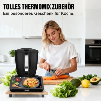 Bambusová posuvná doska pre Thermomix TM7 s kolieskami otočnými o 360 °, ľahké premiestňovanie TM7.
