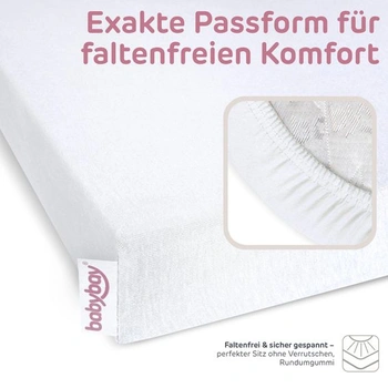 Babybay Jersey napínací prostěradlo Deluxe, vhodné pro model Boxspring XXL, bílé, 105 x 57,5 cm