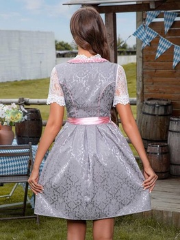 SVADOBNÉ Dirndl pre ženy, dámske midi tradičné šaty, dirndl s čipkovou zásterou a blúzkou na