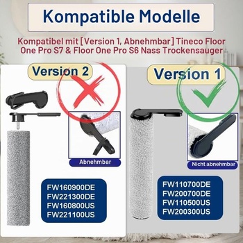 [Verze 1, Neodnímatelné] Příslušenství pro Tineco Floor One S7 Pro/Floor One S6, 2 kartáčové