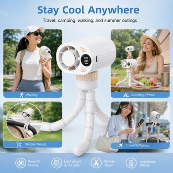 Ventilátor do kočárku, mini přenosný chladicí ventilátor, flexibilní stativový ventilátor pro