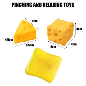 3dielna syrová hračka proti stresu, Fufu Squishy pre úľavu od stresu, syrová mačkacia hračka na syr,