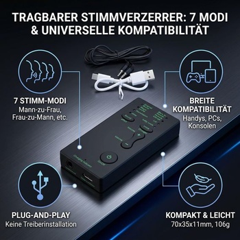 Přenosná zvuková karta s měničem hlasu, 4 efekty, pro použití s PC