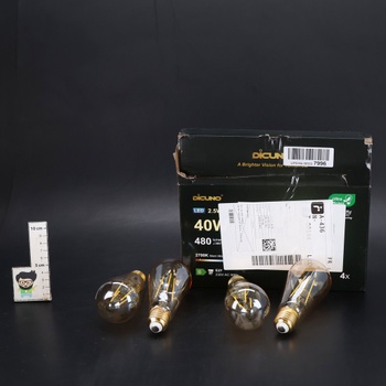 Žárovka DiCUNO Edison Vintage, E27 LED třída B 2,5W, nahrazuje 40W, 480lm, 360°, teplá bílá 2700K,