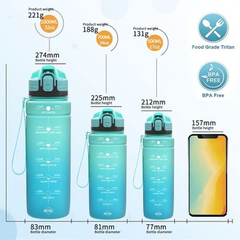 Športová fľaša na vodu 500ml, 700ml, 1l, 1,5l detská fľaša na vodu, nepriepustná, bez BPA,