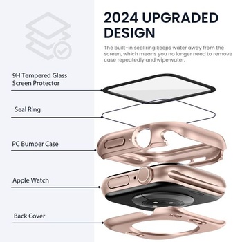 Vodeodolné púzdro 2 v 1 pre Apple Watch Series 11/10 42 mm, originálne ružovo-zlaté, 42 mm, 11/10