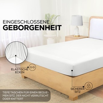 Posteľná bielizeň Utopia - Topper napínacia prestieradlo 180x200cm - Biela Biely TOPPER 180x200 cm