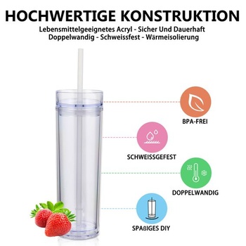 Plastové kelímky s víčkem a brčkem/ 480ml