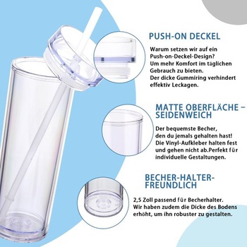Plastové kelímky s víčkem a brčkem/ 480ml