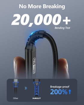 SUNGUY krátky kábel USB-C 15 cm, nabíjací kábel USB-C a dátový kábel USB-C 10 Gbps pre iPhone 16/15