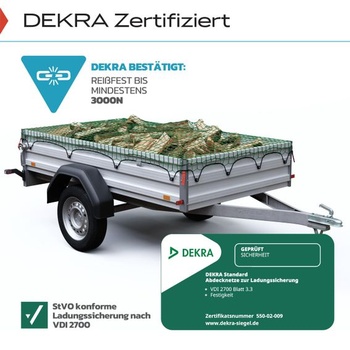 Síť na přívěs 1,5x2,7 [testováno DEKRA] s rohovým značením - Síť na přívěs s elastickou šňůrou pro