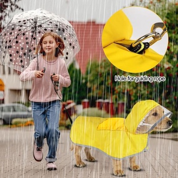 Pláštenka Yuragim pre psov, nepremokavá pláštenka pre malých i veľkých psov, žltá pláštenka s kapucňou a
