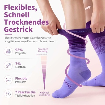 Kompresné ponožky CAMBIVO 8–15 mmHg s označením dňa v týždni, podporné ponožky po kolená pre ženy a