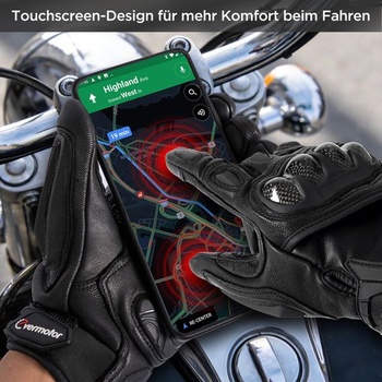 Motocyklové rukavice evermotor z kozí kůže pro muže a ženy - Zimní kožené motocyklové rukavice s