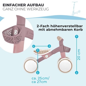 Globber Learning Bike – Bicykel na odpaľovanie, výukový bicykel, 7-palcové pneumatiky EVA, 4 kolesá, bobule