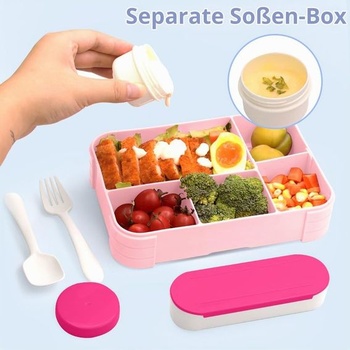 IJIAMY Dětský obědový box s přihrádkami, Bento box pro děti, nepropustný obědový box pro dívky a
