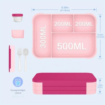 IJIAMY Dětský obědový box s přihrádkami, Bento box pro děti, nepropustný obědový box pro dívky a