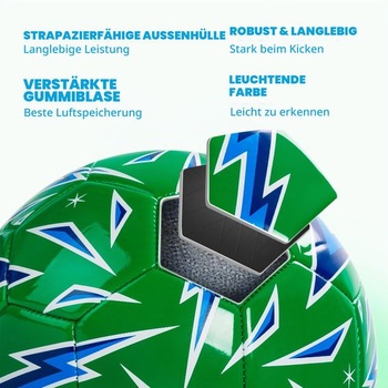 Futbalová lopta U&C Planet veľkosť 5 na tréning s pumpičkou a sieťkou zelená