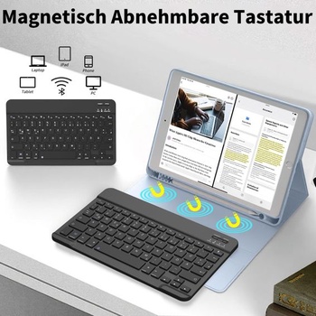 Puzdro s klávesnicou aoub pre iPad 9./8./7. generácia 10,2 palca 2021/2020/2019, nebesky modré