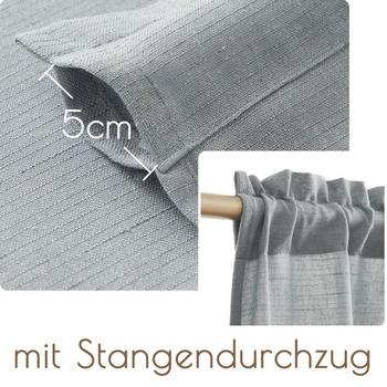 Záclony Vangao s ľanovým vzhľadom do kaviarne, sada 2 kusov, 65Š x 60V cm, jednofarebná šedá | Šedá V