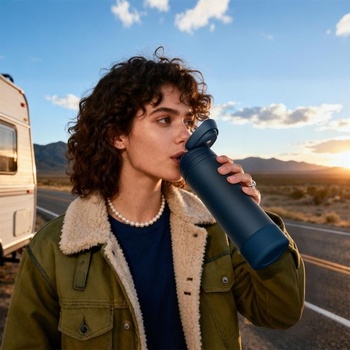 Láhev na vodu Fjbottle z nerezové oceli 750 ml s otevíráním jedním kliknutím do školy/na sport